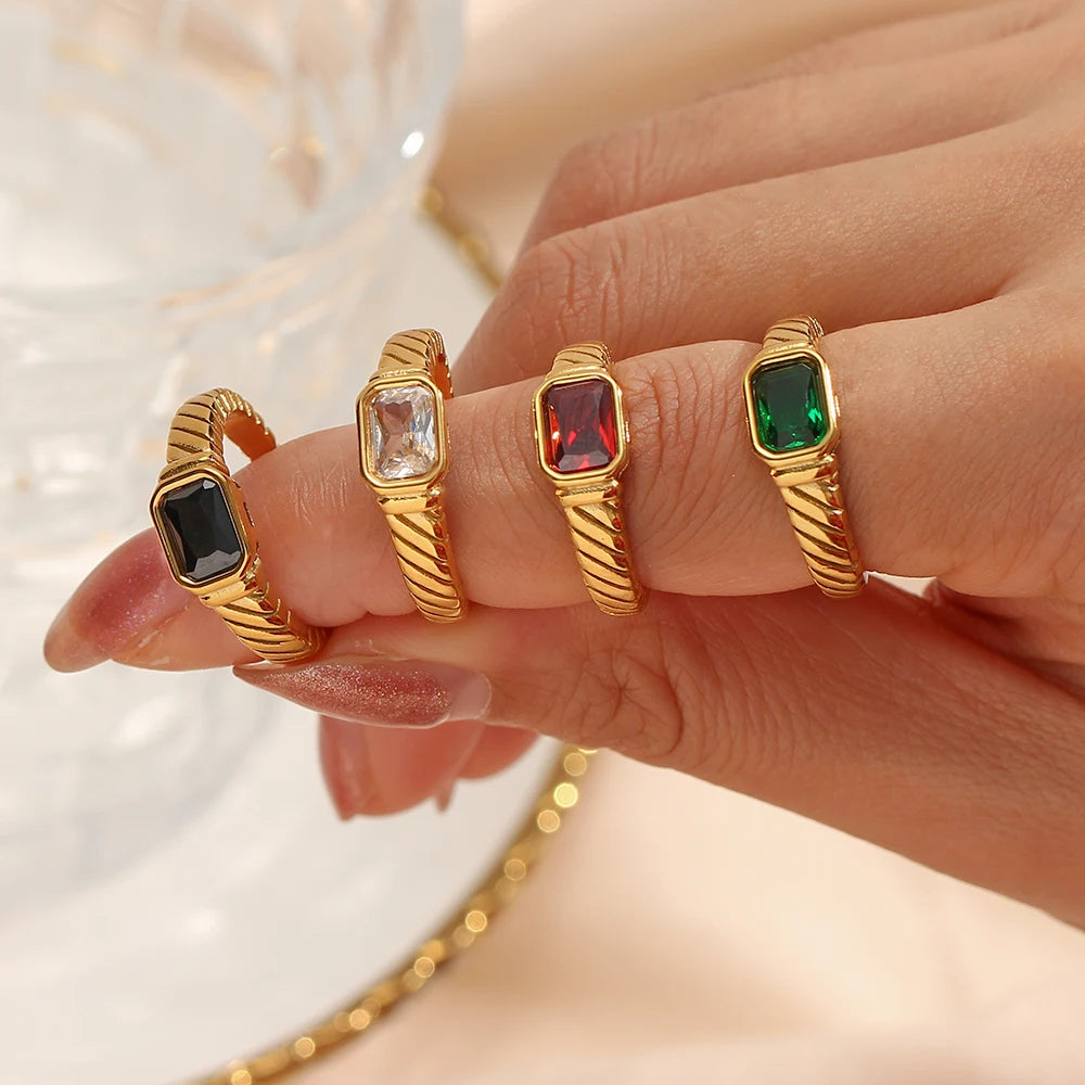 Rectangular Crystal Ring