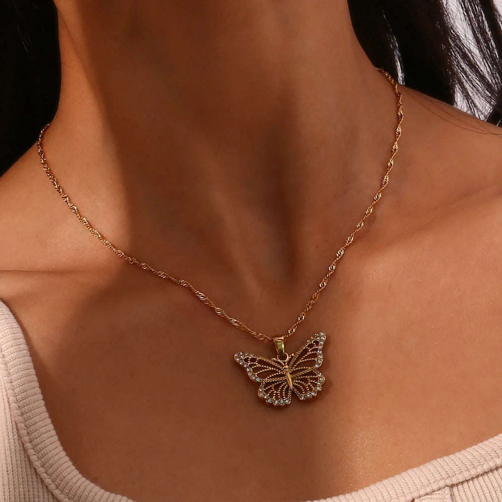 Butterfly Necklace with Diamonds