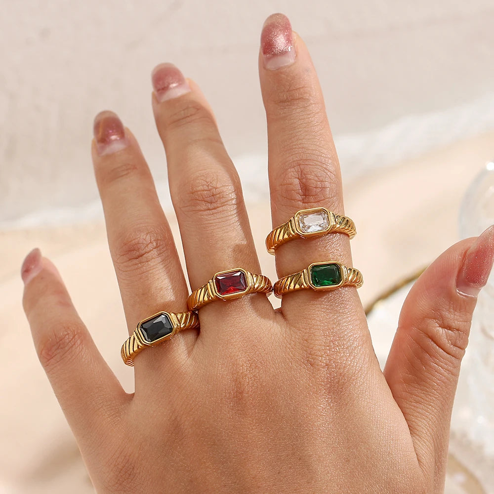 Rectangular Crystal Ring
