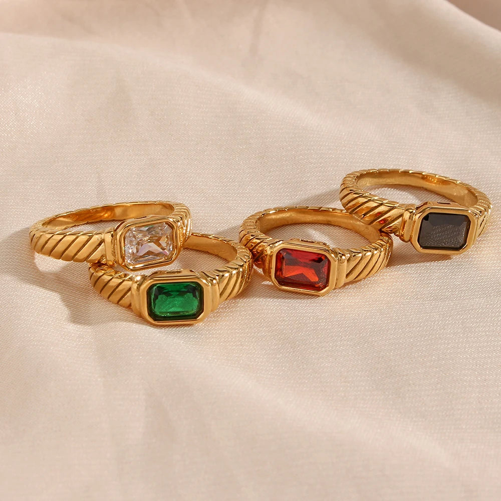 Rectangular Crystal Ring
