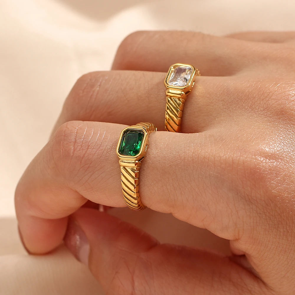 Rectangular Crystal Ring