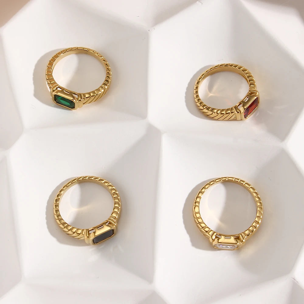 Rectangular Crystal Ring