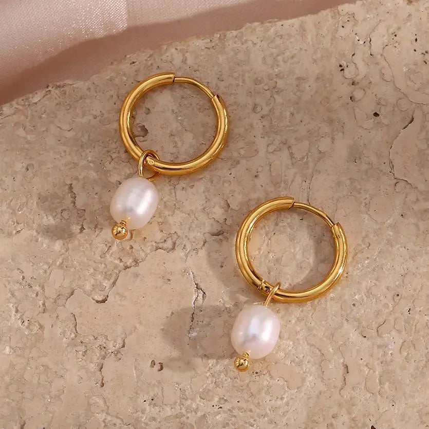 Hoop Earrings with Pearls