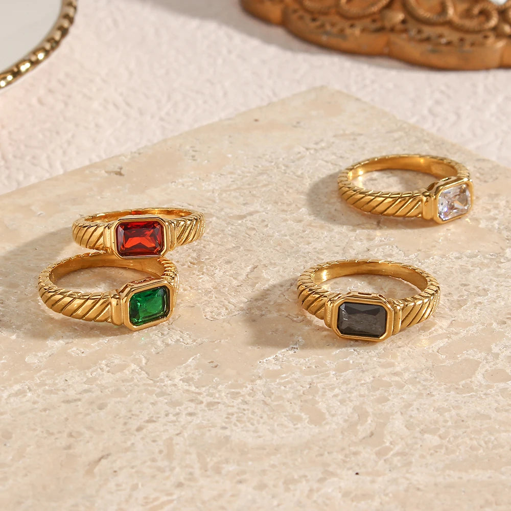 Rectangular Crystal Ring