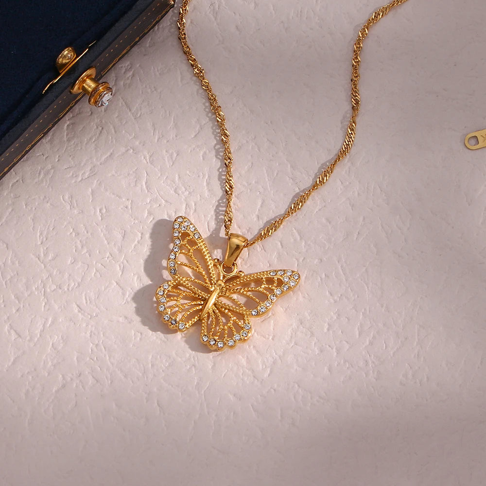 Butterfly Necklace with Diamonds