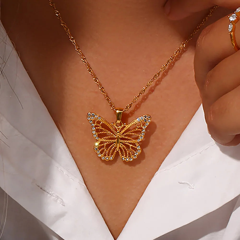 Butterfly Necklace with Diamonds