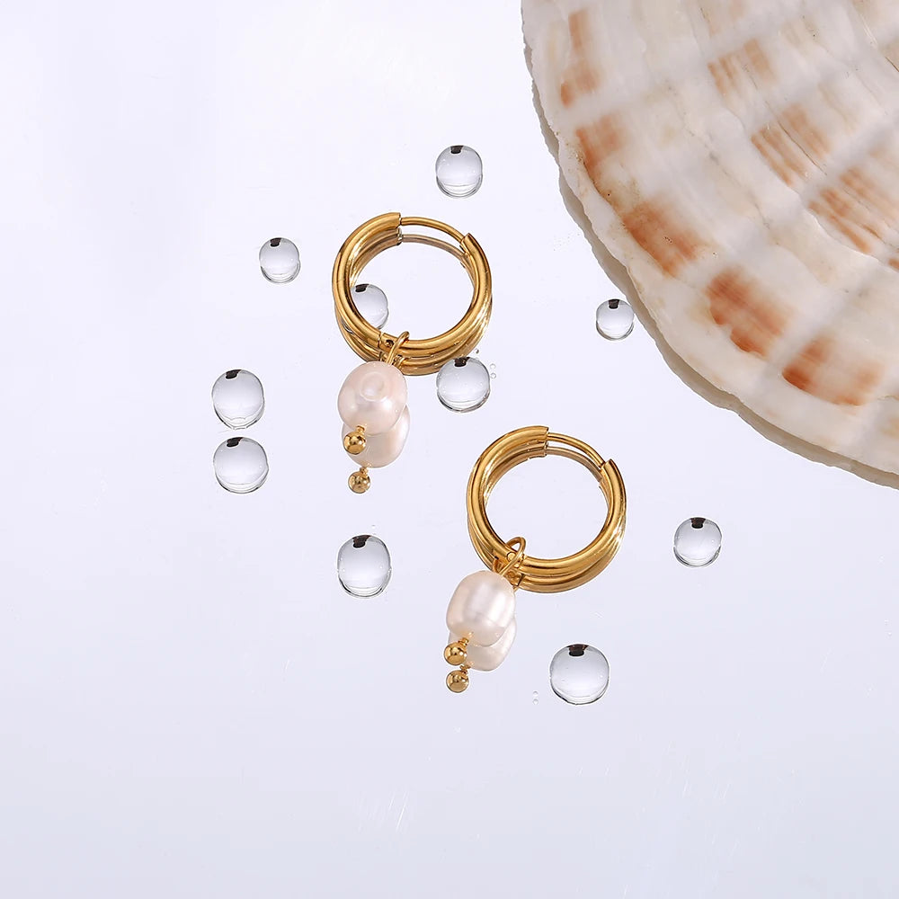 Hoop Earrings with Pearls