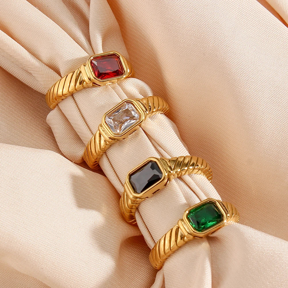 Rectangular Crystal Ring