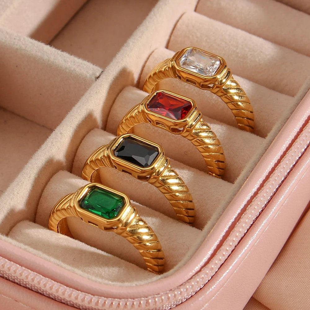 Rectangular Crystal Ring